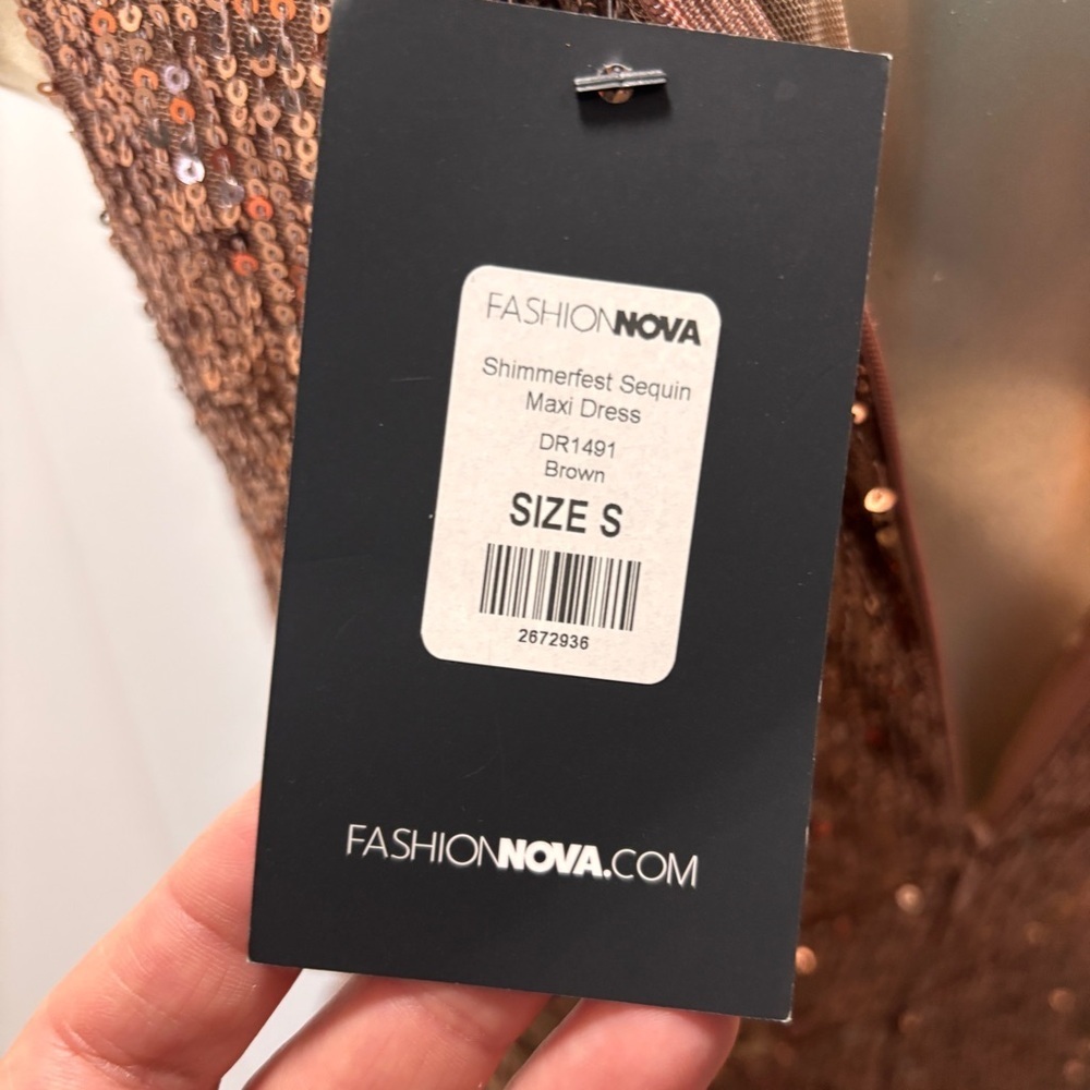 Fashion Nova Bronze Sequin Grad Dress - Picture 16 of 16